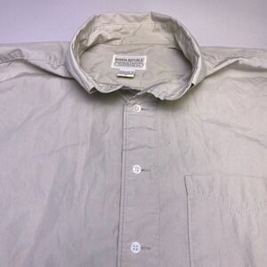 80s 90s Banana Republic Safari Shirt M Mens L/S Button Down Beige VGUC